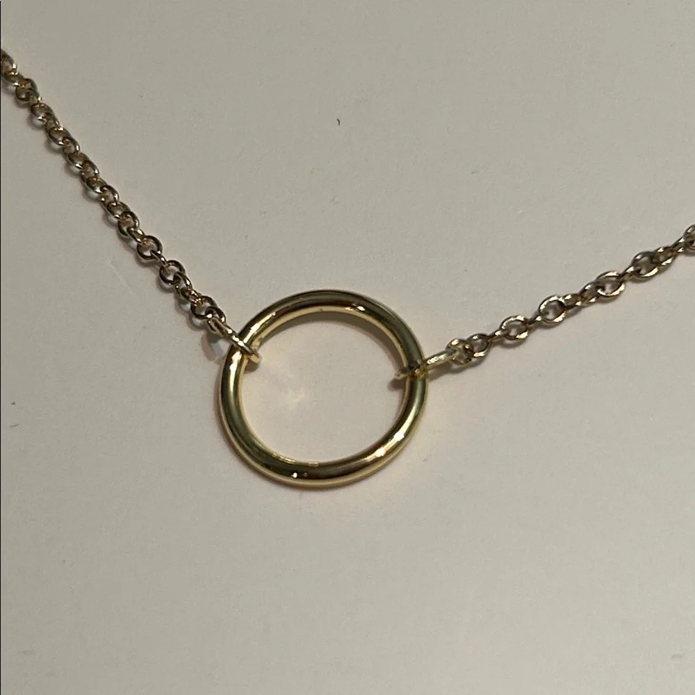 Layers Dainty Circle Gold Tone Adjustable Necklace NEW